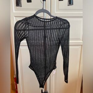Sheer Black sparkle Long Sleeve Bodysuit whimsygoth Elena Gilbert